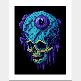 Big Brain Alien Skull Posters and Art